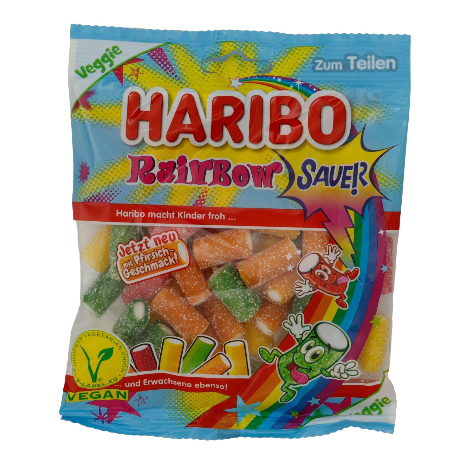 Gummibonbons Haribo | Rainbow Sauer | Vier Geschmacksrichtungen, fruchtig | 160g HARIBO